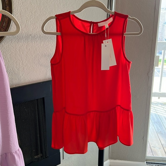 Nordstrom Firey Red Adyson Parker Peplum dress up/down Top! Great Qualit… - Picture 3 of 11